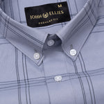 Kentar Grey and Black Plaid Button Down Cotton Shirt - John Ellies