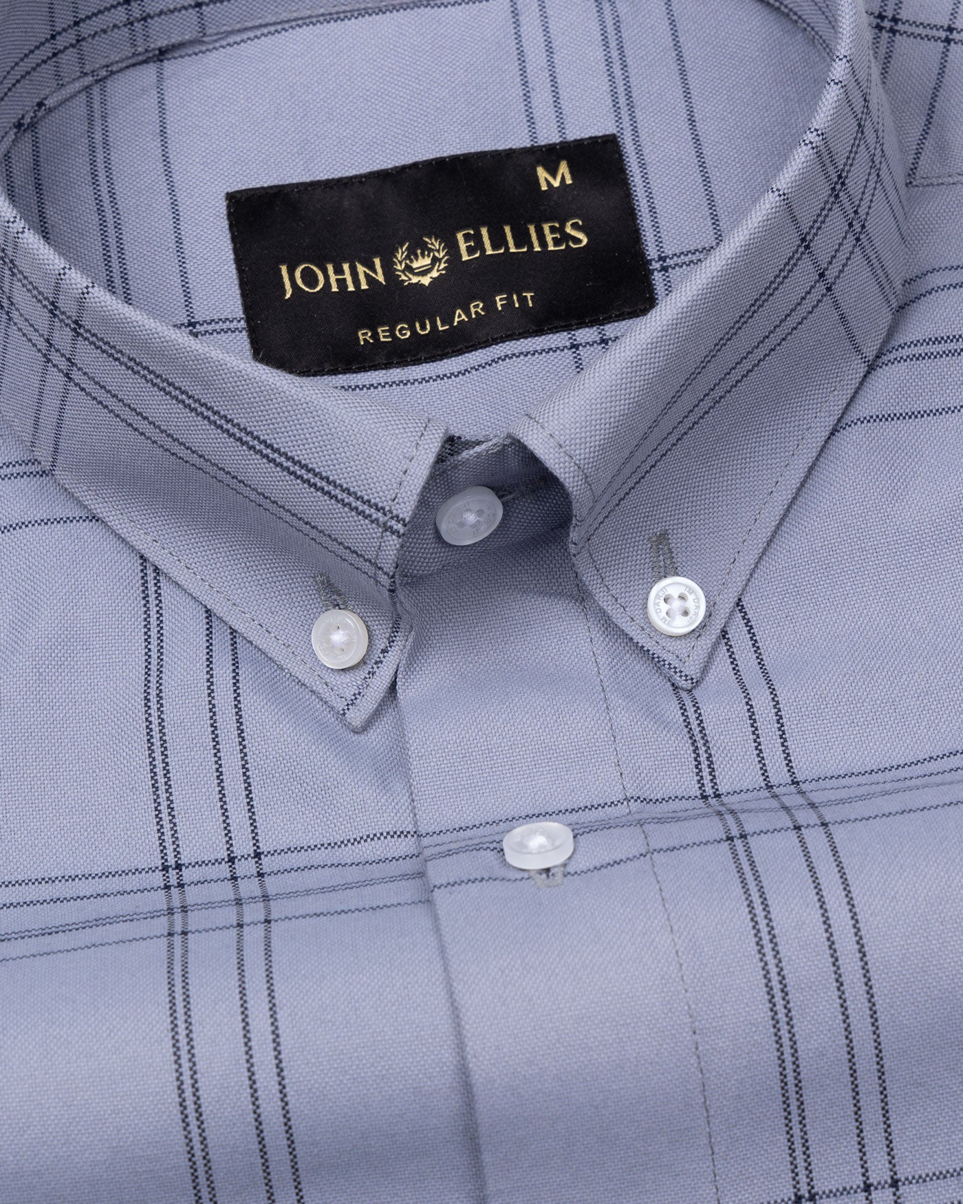 Kentar Grey and Black Plaid Button Down Cotton Shirt - John Ellies