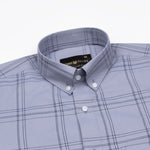 Kentar Grey and Black Plaid Button Down Cotton Shirt - John Ellies