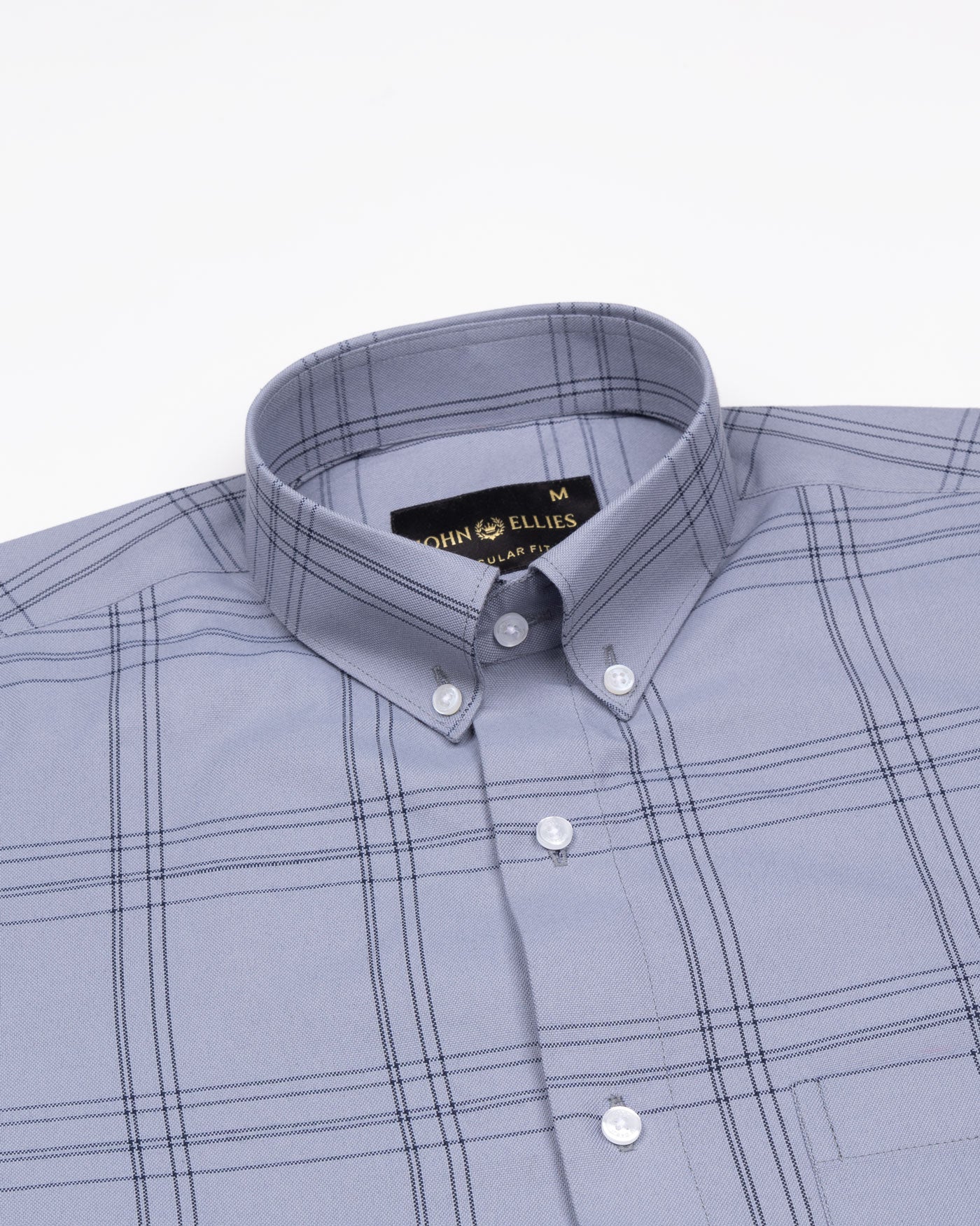 Kentar Grey and Black Plaid Button Down Cotton Shirt - John Ellies