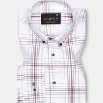 Kentar White And Red Plaid Button Down Cotton Shirt - John Ellies