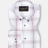 Kentar White And Red Plaid Button Down Cotton Shirt - John Ellies