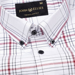 Kentar White And Red Plaid Button Down Cotton Shirt - John Ellies