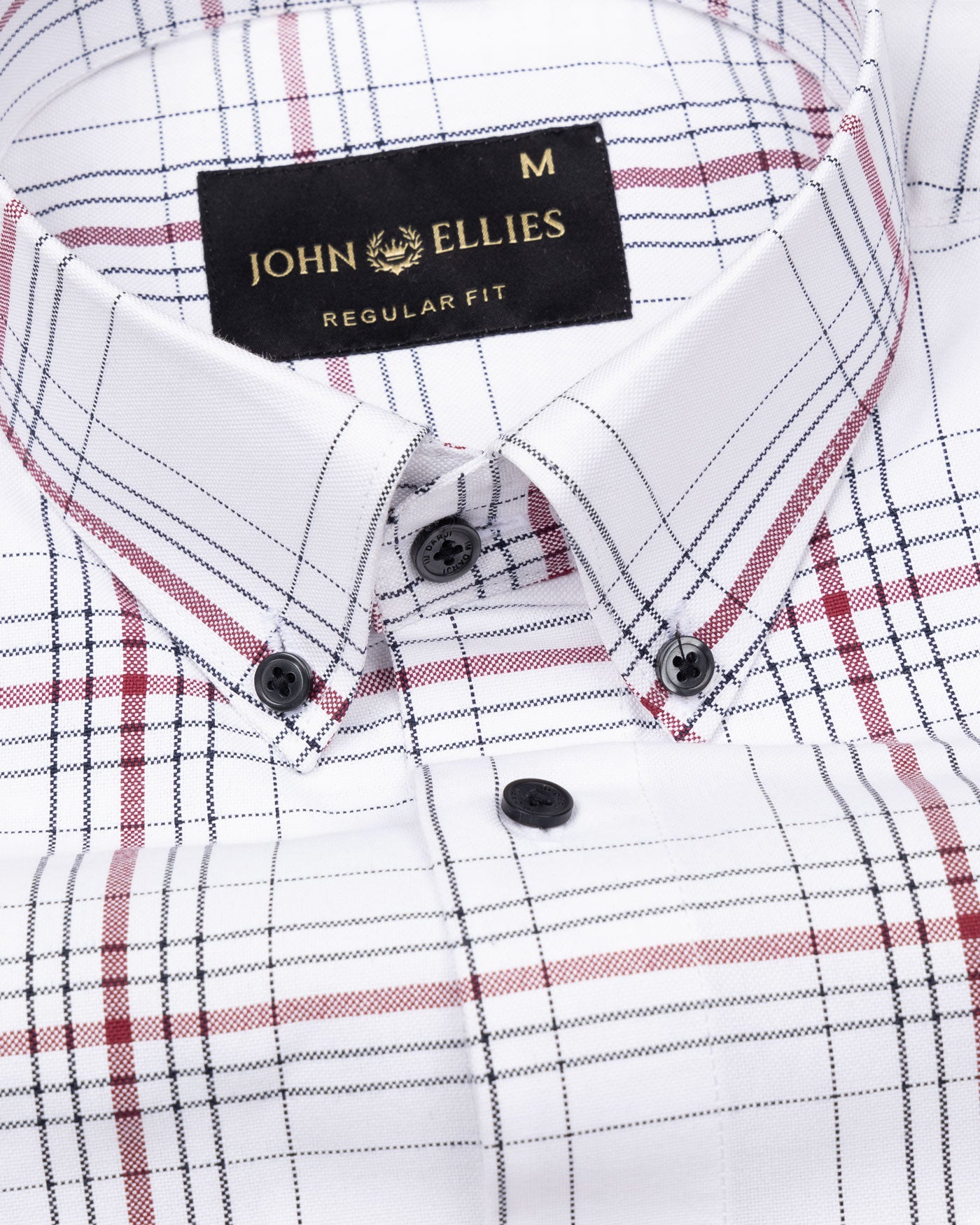 Kentar White And Red Plaid Button Down Cotton Shirt - John Ellies