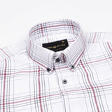 Kentar White And Red Plaid Button Down Cotton Shirt - John Ellies