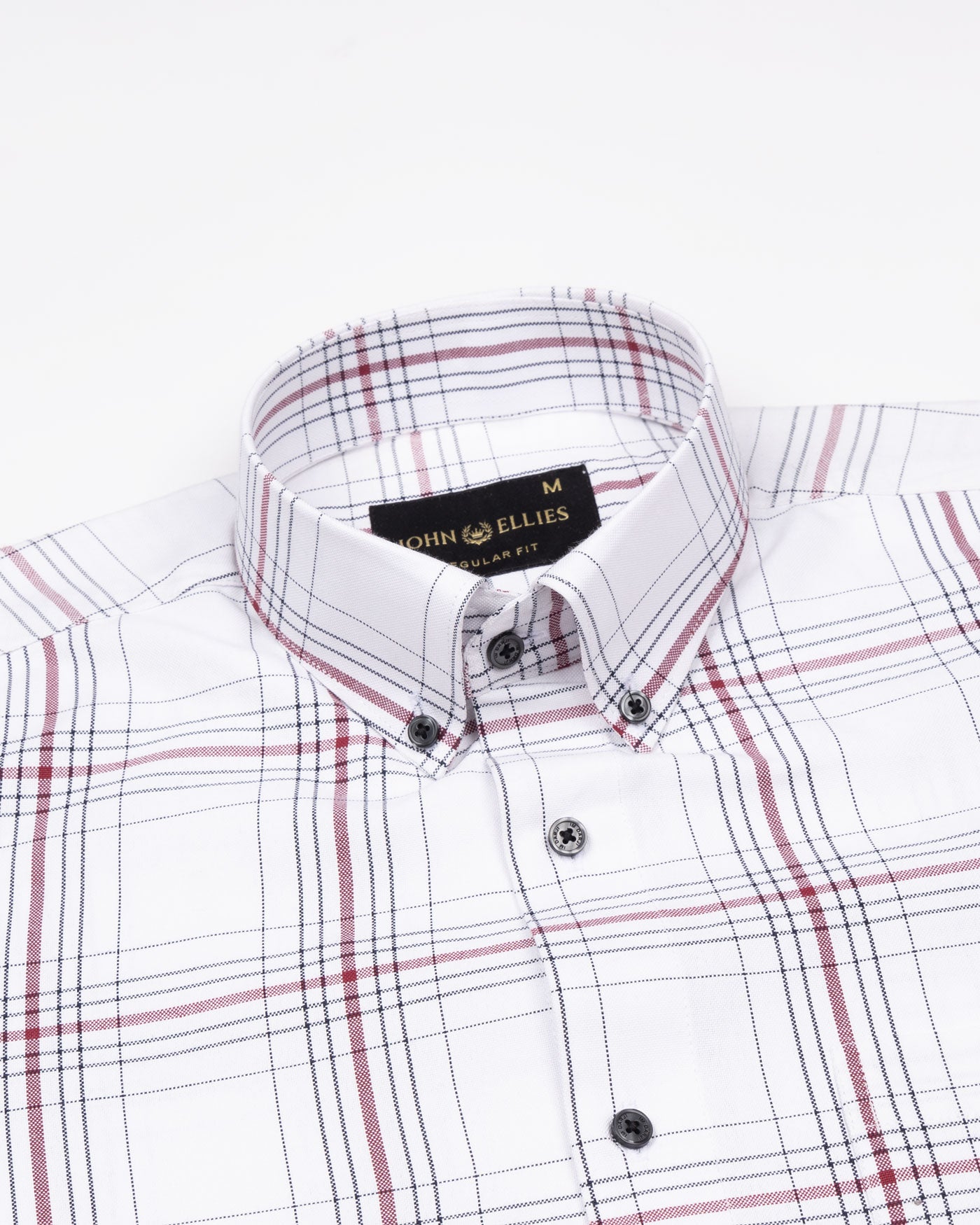 Kentar White And Red Plaid Button Down Cotton Shirt - John Ellies