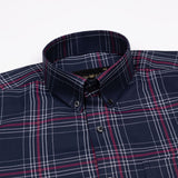 Kentar Navy And Red Plaid Button Down Cotton Shirt - John Ellies