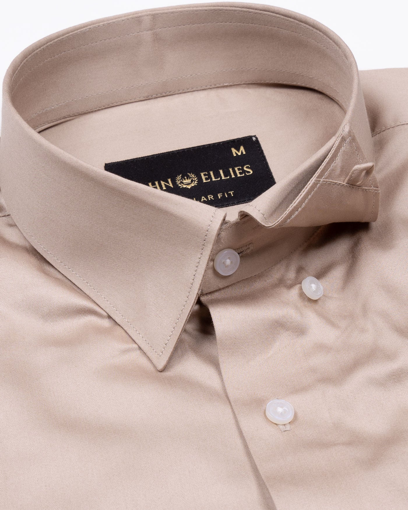 Rostin Tan Hidden Button Down Giza Cotton Shirt - John Ellies