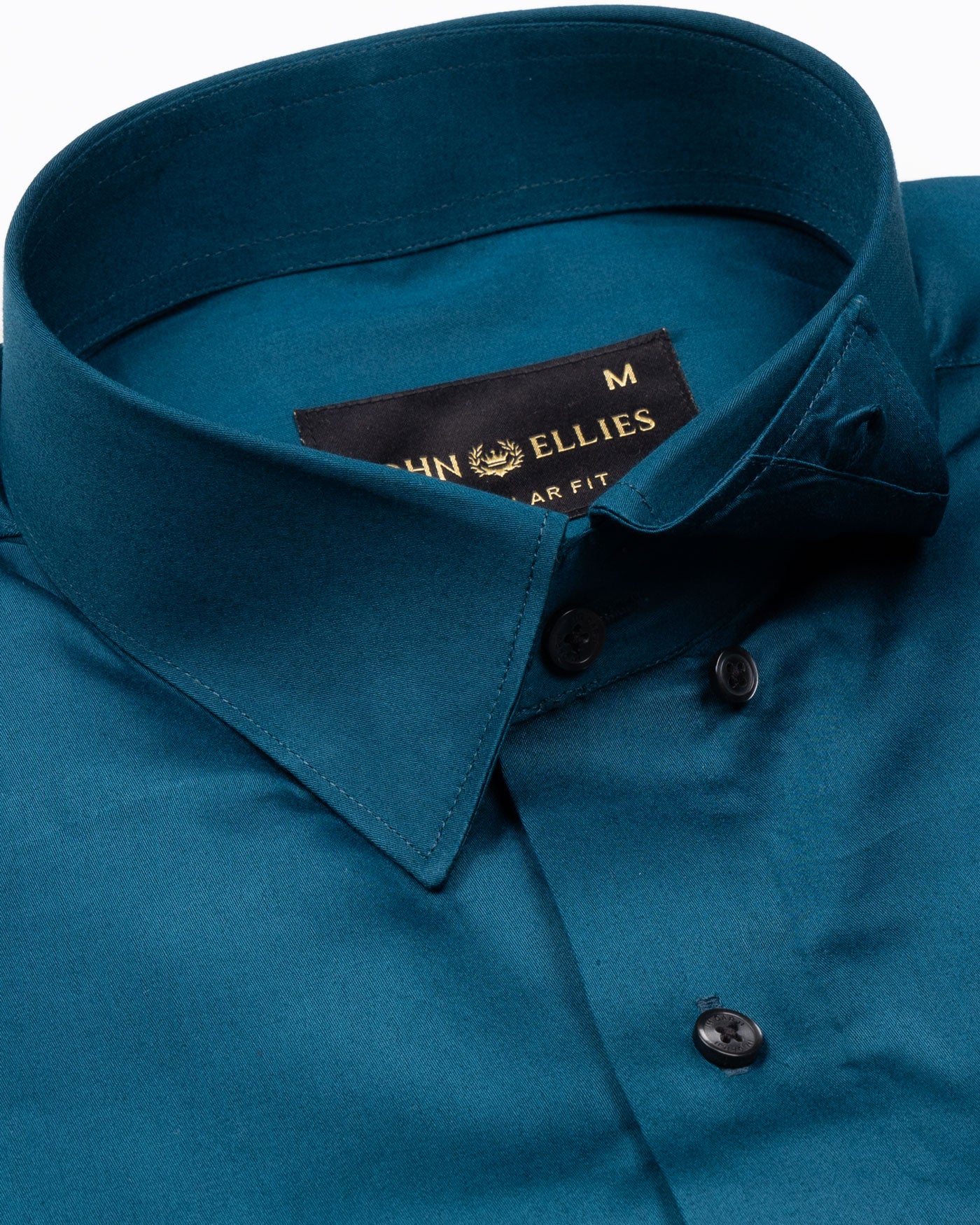 Rostin Teal Hidden Button Down Giza Cotton Shirt - John Ellies