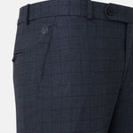 Robbs Navy Blue Checked Formal Pant - John Ellies