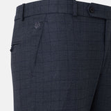 Robbs Navy Blue Checked Formal Pant - John Ellies