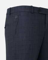 Robbs Navy Blue Checked Formal Pant