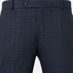 Robbs Navy Blue Checked Formal Pant - John Ellies
