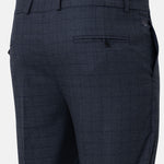Robbs Navy Blue Checked Formal Pant - John Ellies