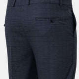 Robbs Navy Blue Checked Formal Pant - John Ellies