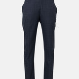 Robbs Navy Blue Checked Formal Pant - John Ellies