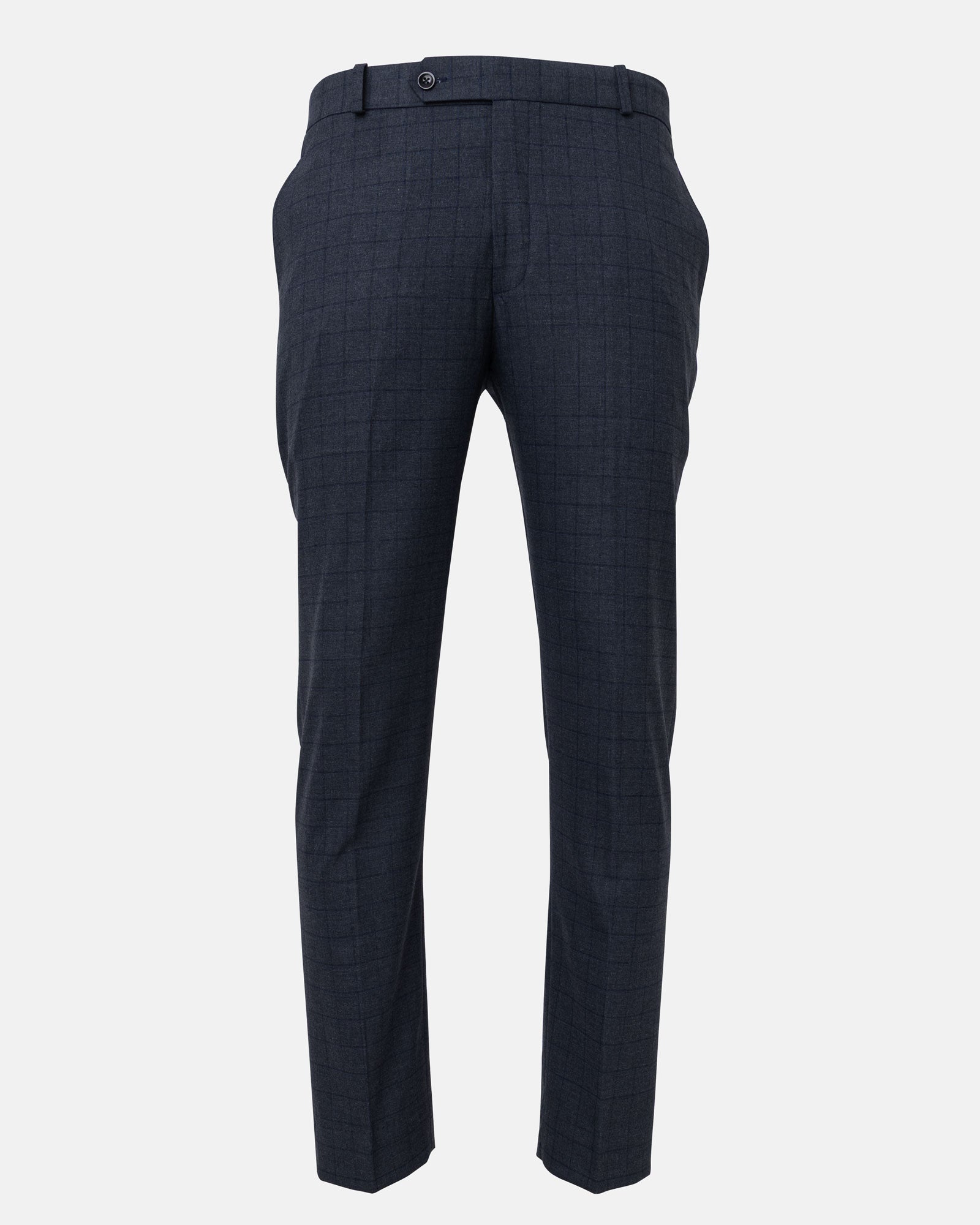 Robbs Navy Blue Checked Formal Pant - John Ellies