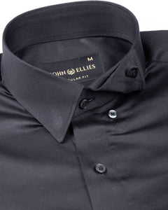 Rostin Black Hidden Button Down Giza Cotton Shirt - John Ellies