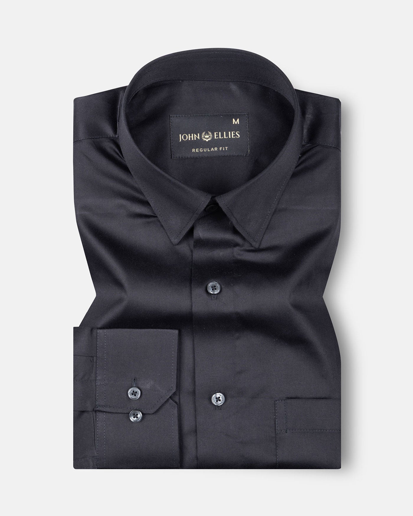 Rostin Black Hidden Button Down Giza Cotton Shirt - John Ellies