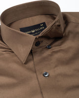 Rostin Coffee Hidden Button Down Giza Cotton Shirt