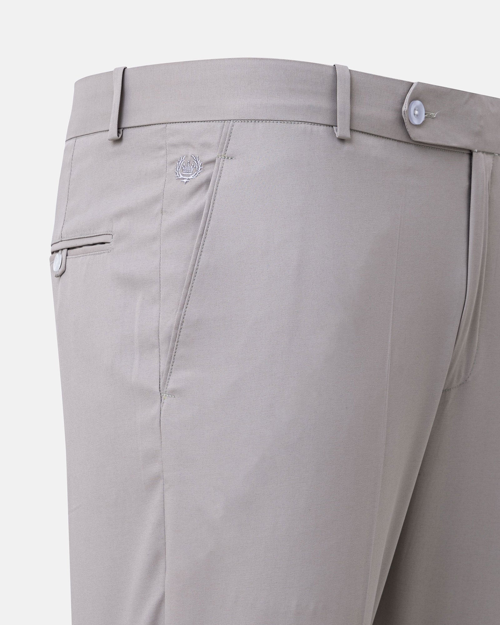 Ascots Silver Plain Formal Cotton Pant - John Ellies