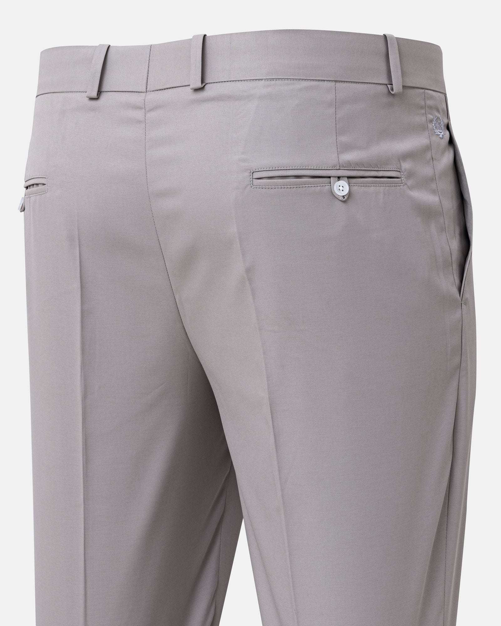 Ascots Silver Plain Formal Cotton Pant - John Ellies