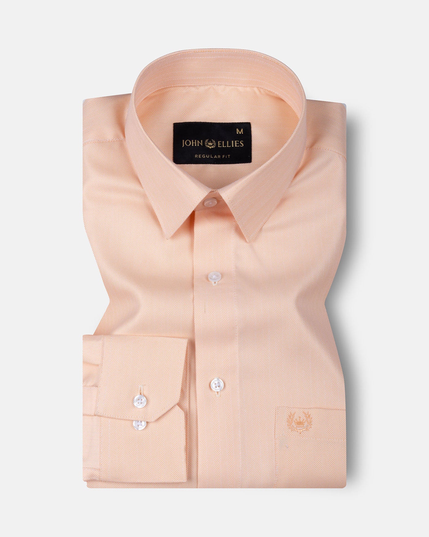 Vaspreo Orange Herringbone Textured Cotton Shirt - John Ellies