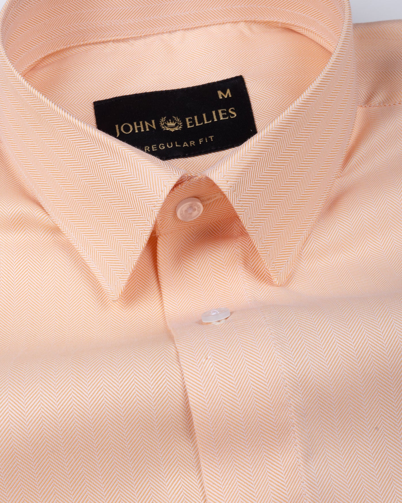 Vaspreo Orange Herringbone Textured Cotton Shirt - John Ellies