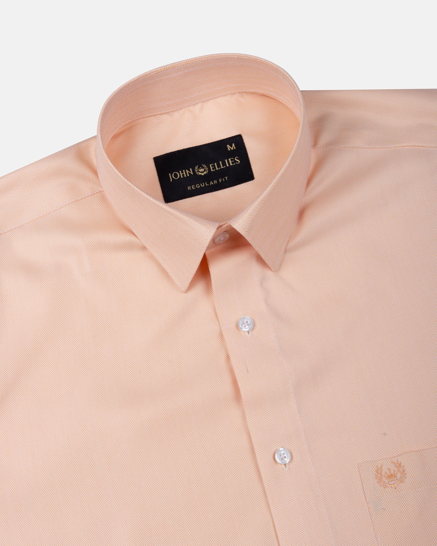 Vaspreo Orange Herringbone Textured Cotton Shirt - John Ellies