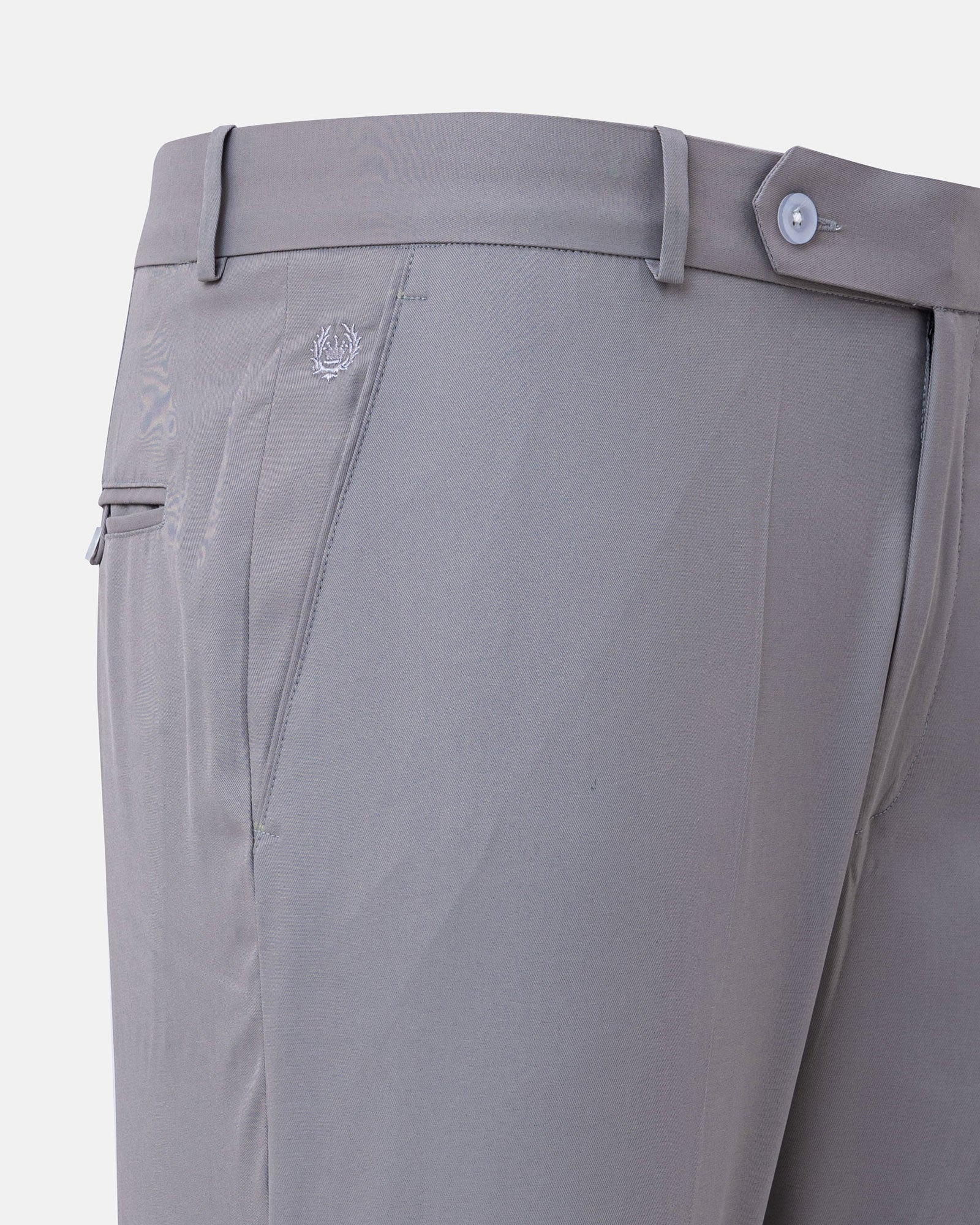Ascots Light Grey Plain Formal Cotton Pant - John Ellies