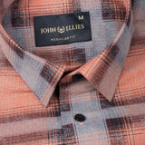 Valiant Orange Plaid Cotton Shirt - John Ellies