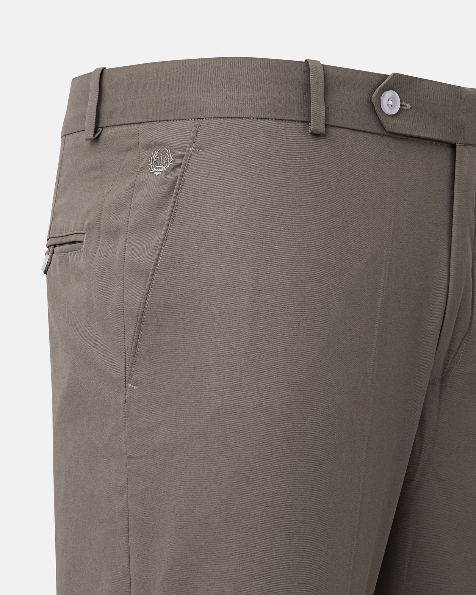 Ascots Khaki Plain Formal Cotton Pant - John Ellies