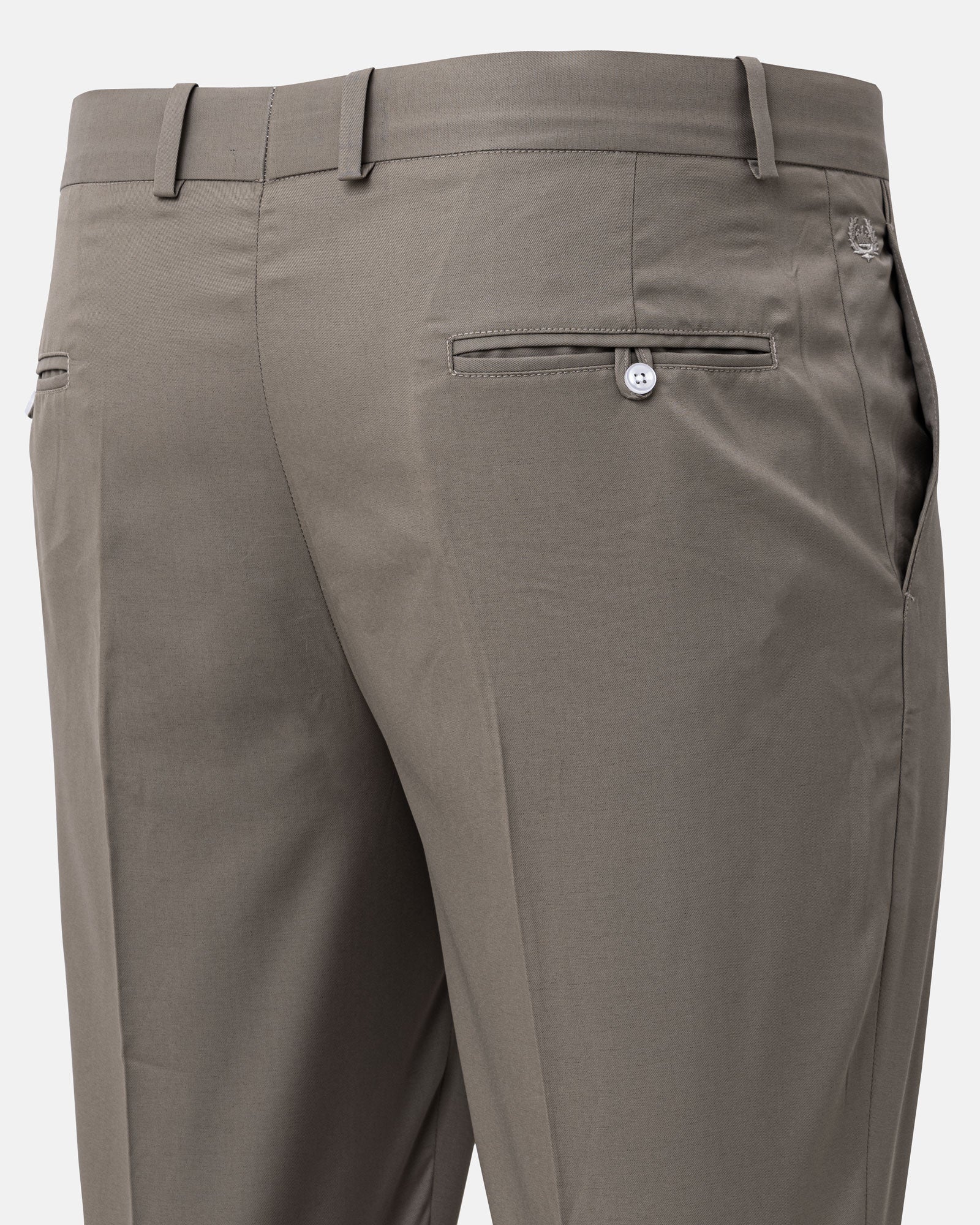 Ascots Khaki Plain Formal Cotton Pant - John Ellies