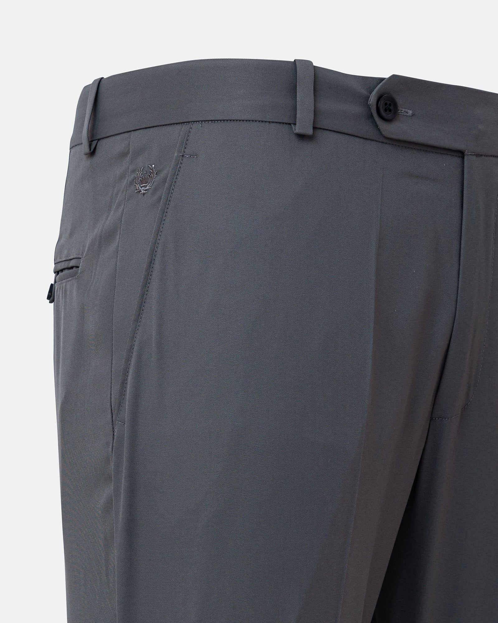 Ascots Oslo Grey Plain Formal Cotton Pant - John Ellies