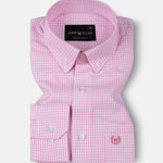 Vorniq Pink Gingham Check Button Down Cotton Shirt - John Ellies