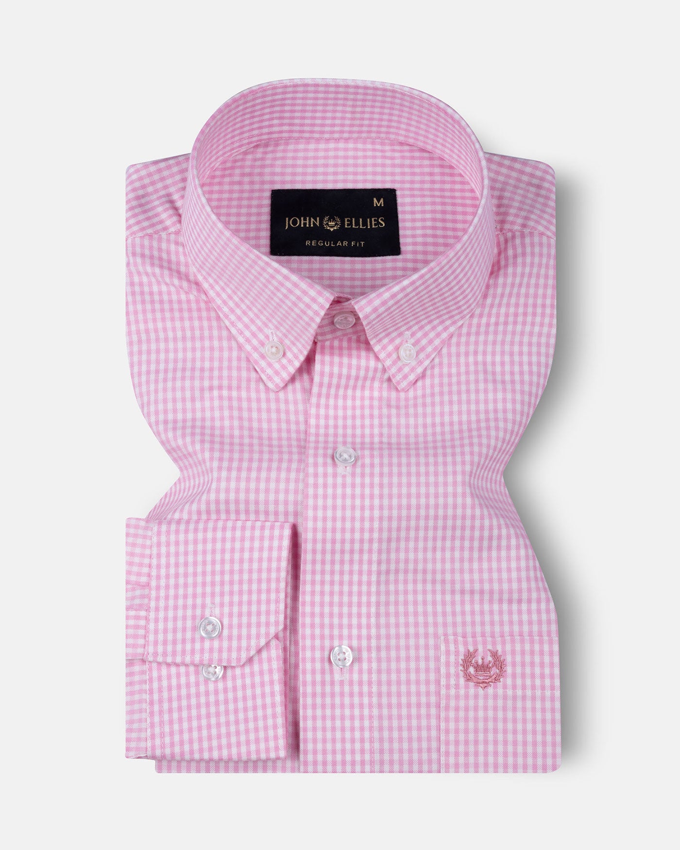 Vorniq Pink Gingham Check Button Down Cotton Shirt - John Ellies