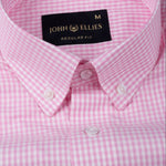 Vorniq Pink Gingham Check Button Down Cotton Shirt - John Ellies