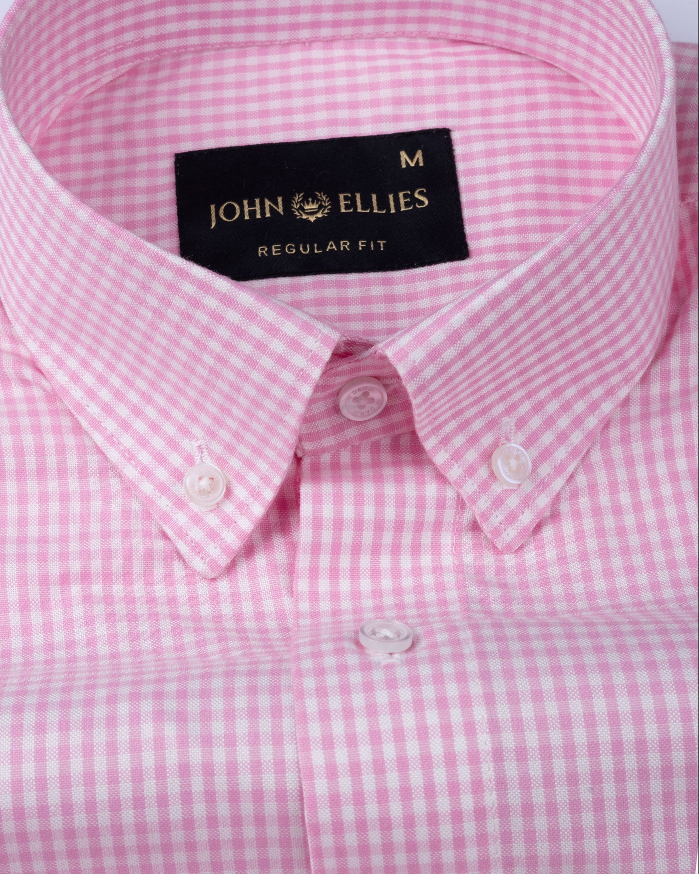 Vorniq Pink Gingham Check Button Down Cotton Shirt - John Ellies