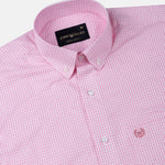 Vorniq Pink Gingham Check Button Down Cotton Shirt - John Ellies