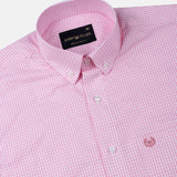 Vorniq Pink Gingham Check Button Down Cotton Shirt - John Ellies