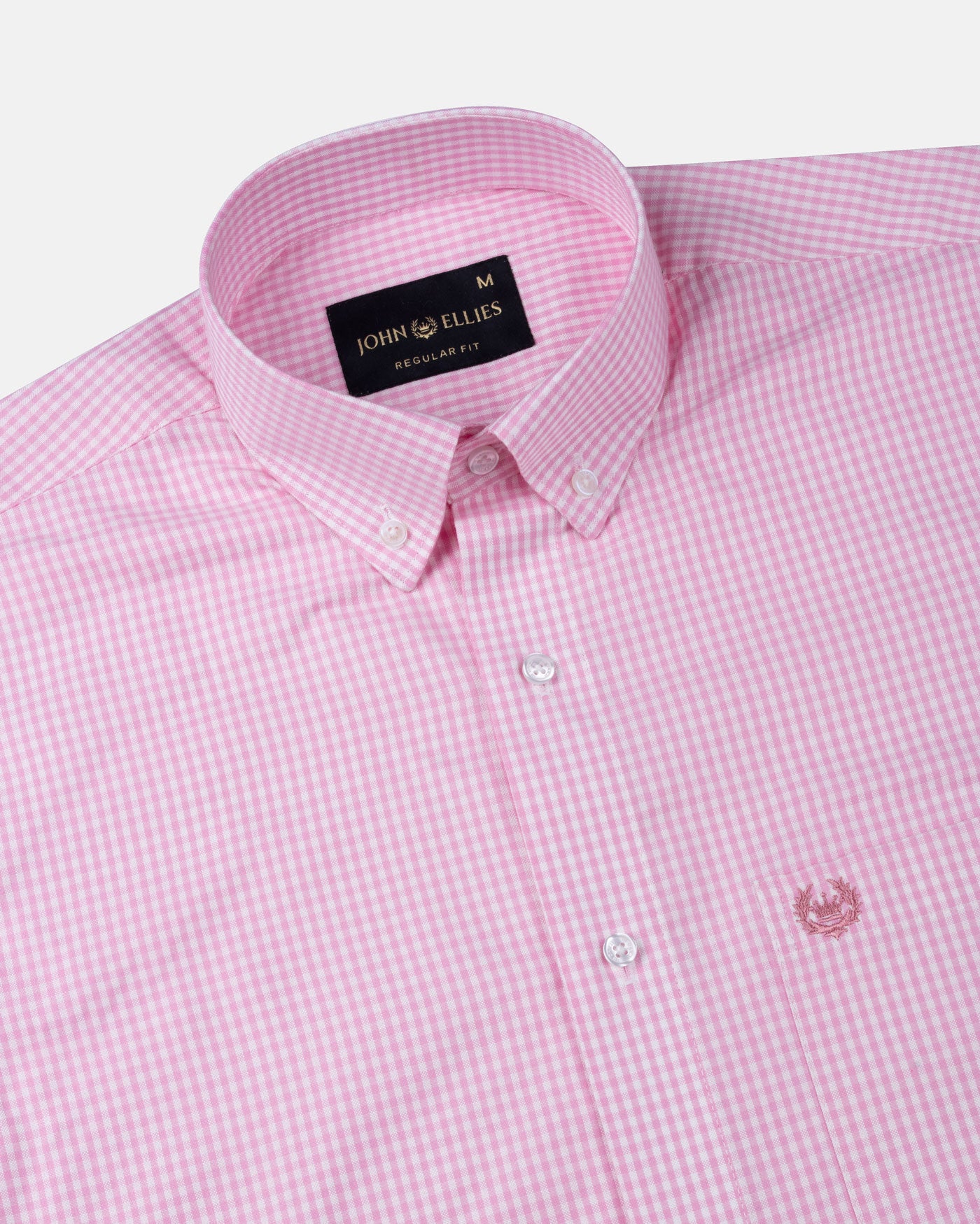 Vorniq Pink Gingham Check Button Down Cotton Shirt - John Ellies