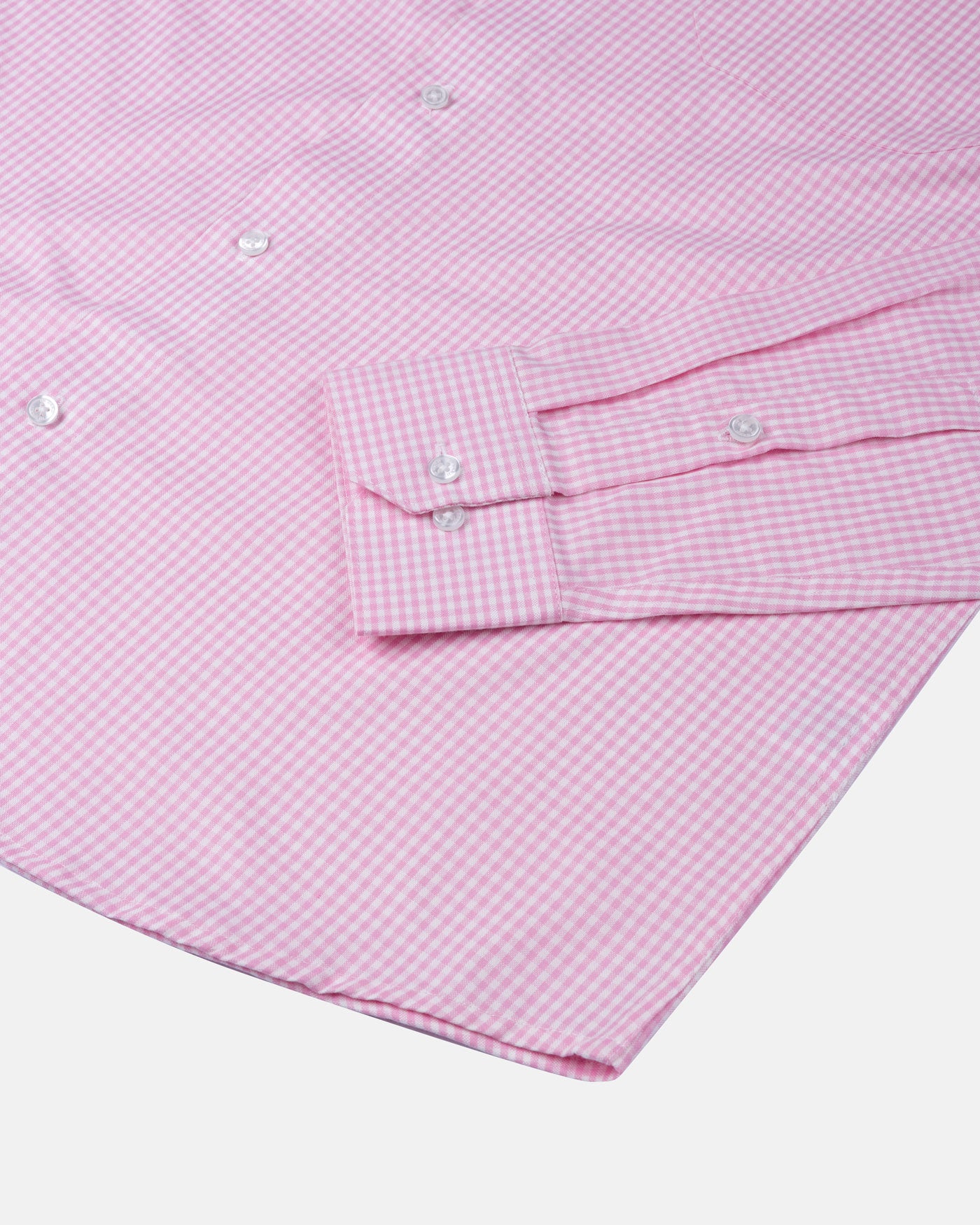 Vorniq Pink Gingham Check Button Down Cotton Shirt - John Ellies