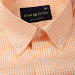 Vorniq Orange Gingham Check Button Down Cotton Shirt - John Ellies