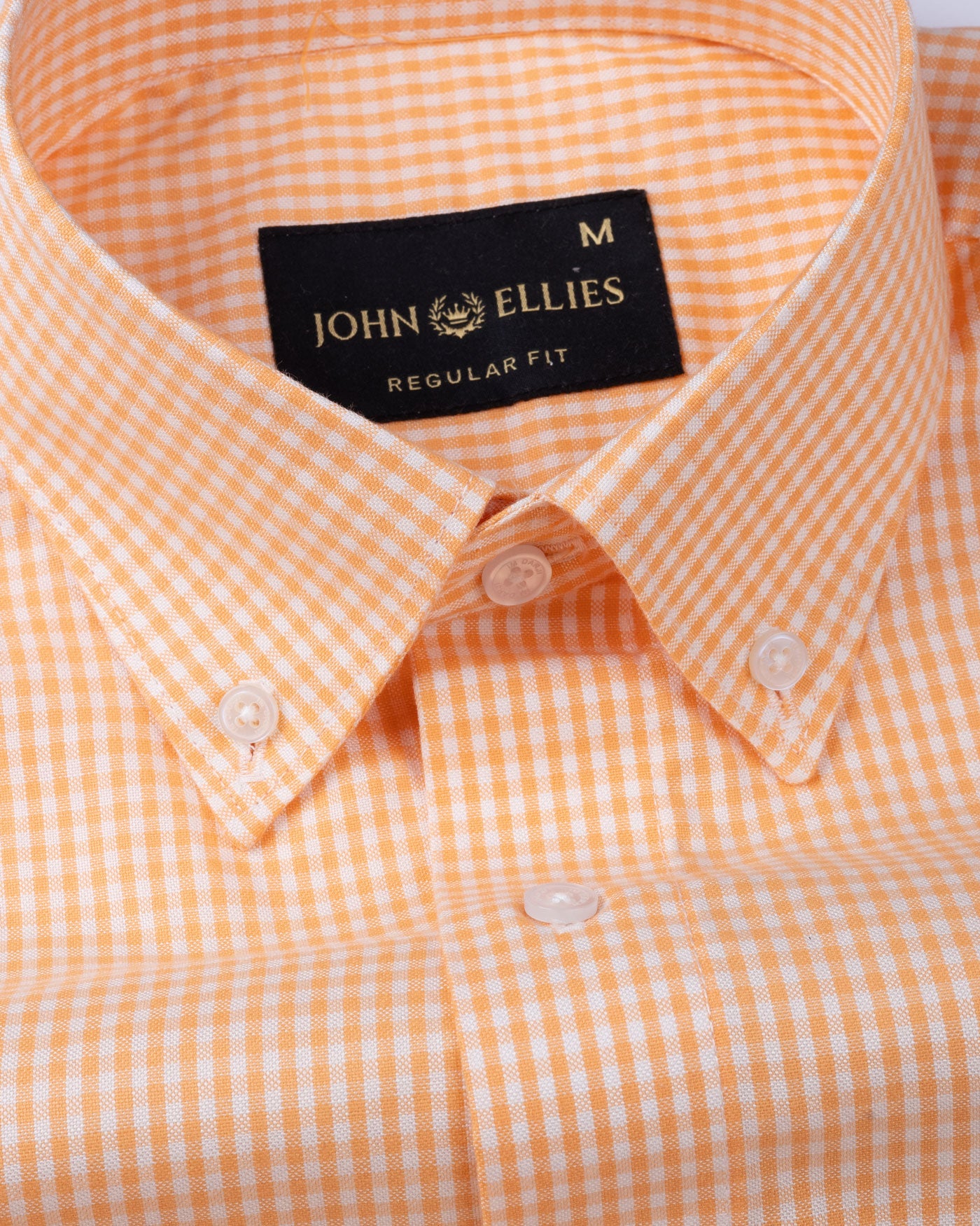 Vorniq Orange Gingham Check Button Down Cotton Shirt - John Ellies