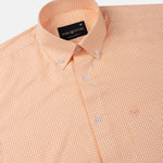 Vorniq Orange Gingham Check Button Down Cotton Shirt - John Ellies