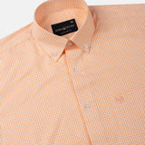 Vorniq Orange Gingham Check Button Down Cotton Shirt - John Ellies