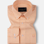 Vorniq Orange Gingham Check Button Down Cotton Shirt - John Ellies