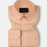 Vorniq Orange Gingham Check Button Down Cotton Shirt - John Ellies