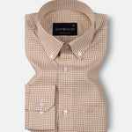 Vorniq Brown Gingham Check Button Down Cotton Shirt - John Ellies
