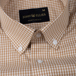 Vorniq Brown Gingham Check Button Down Cotton Shirt - John Ellies